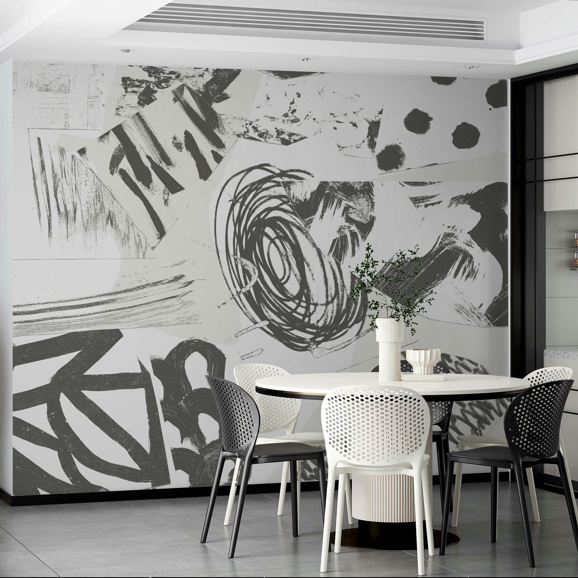 Textured brushstroke mural for calm spaces

