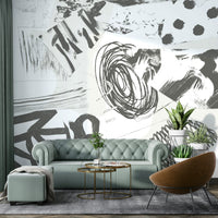 Grayscale mural wallpaper with soft motion

