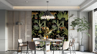 Mural wallpaper with safari animals and foliage


