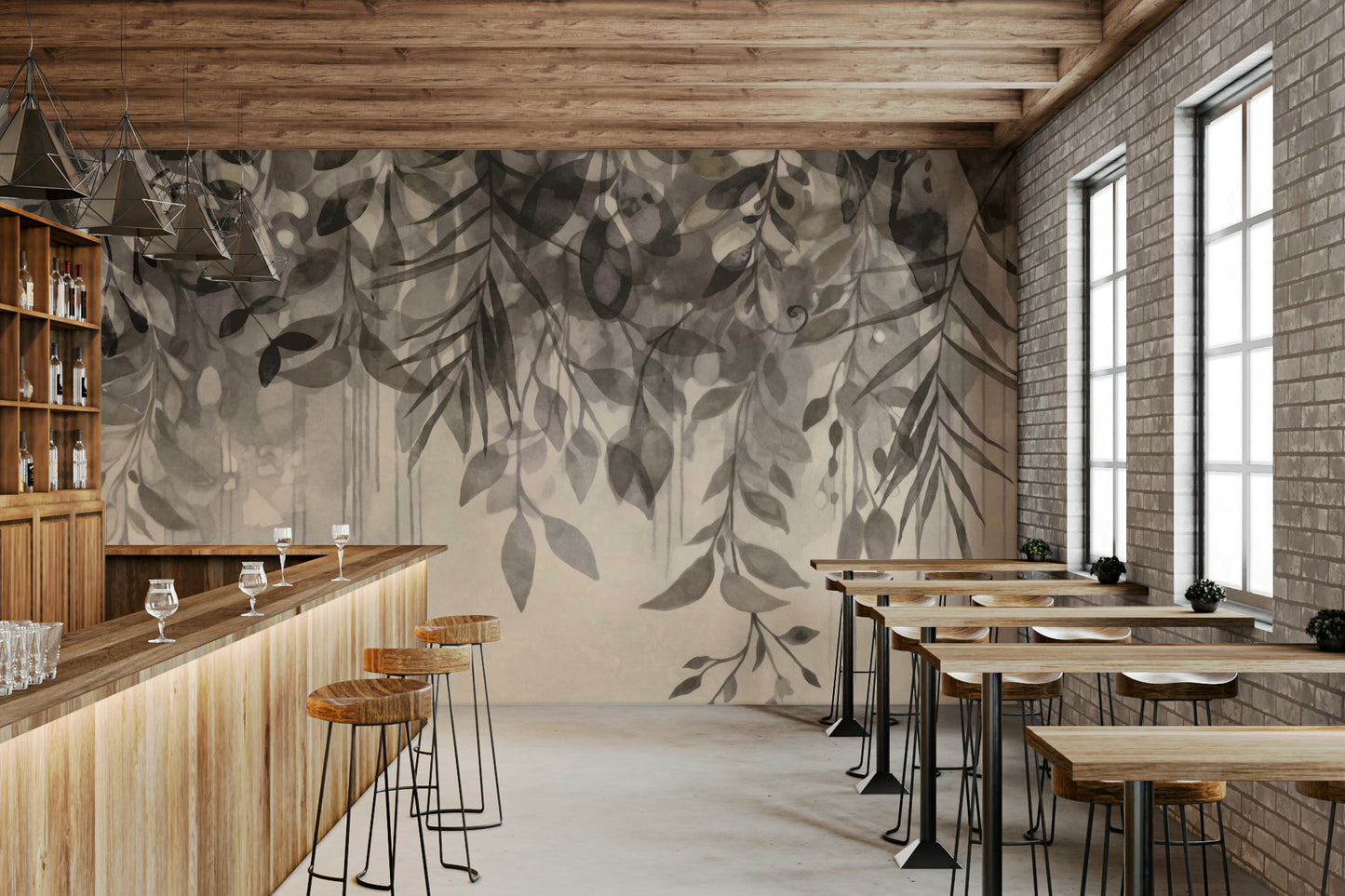 Modern foliage wallpaper for calm interiors


