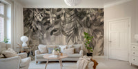 Wall mural with soft cascading leaf pattern

