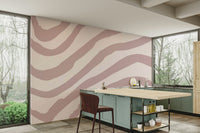 Muted pink wall mural with soft shapes

