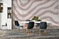 Curved abstract mural in dusty pink

