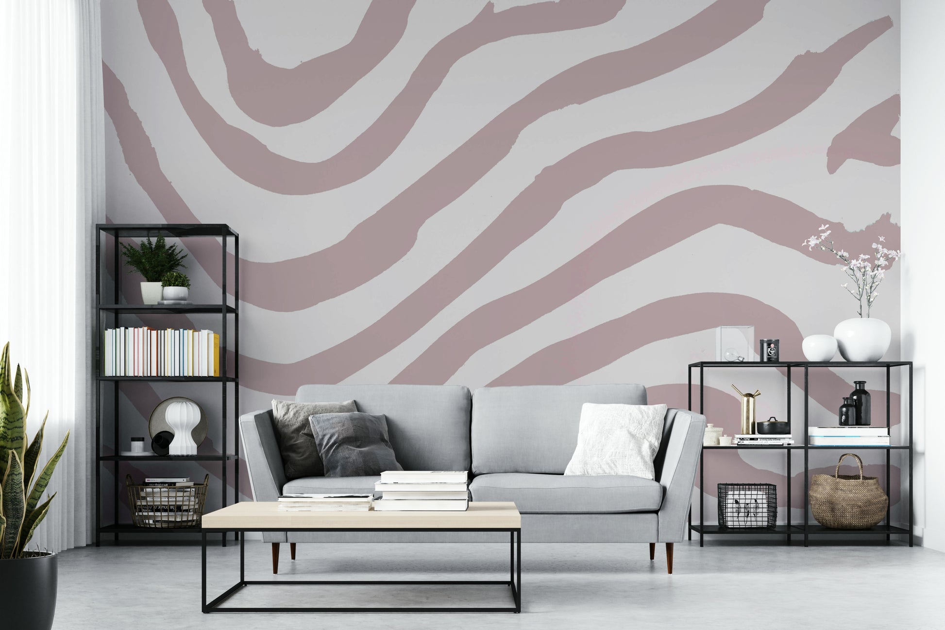 Artistic wallpaper with rose color curves

