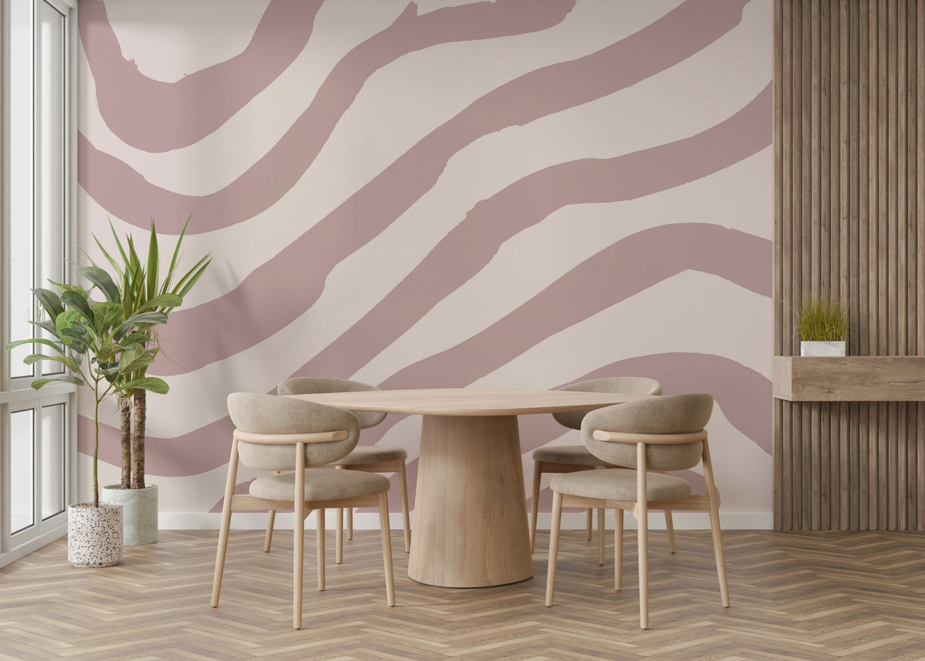 Dusty Rose Waves Wall Mural

