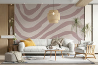 Full view of Dusty Rose Waves mural

