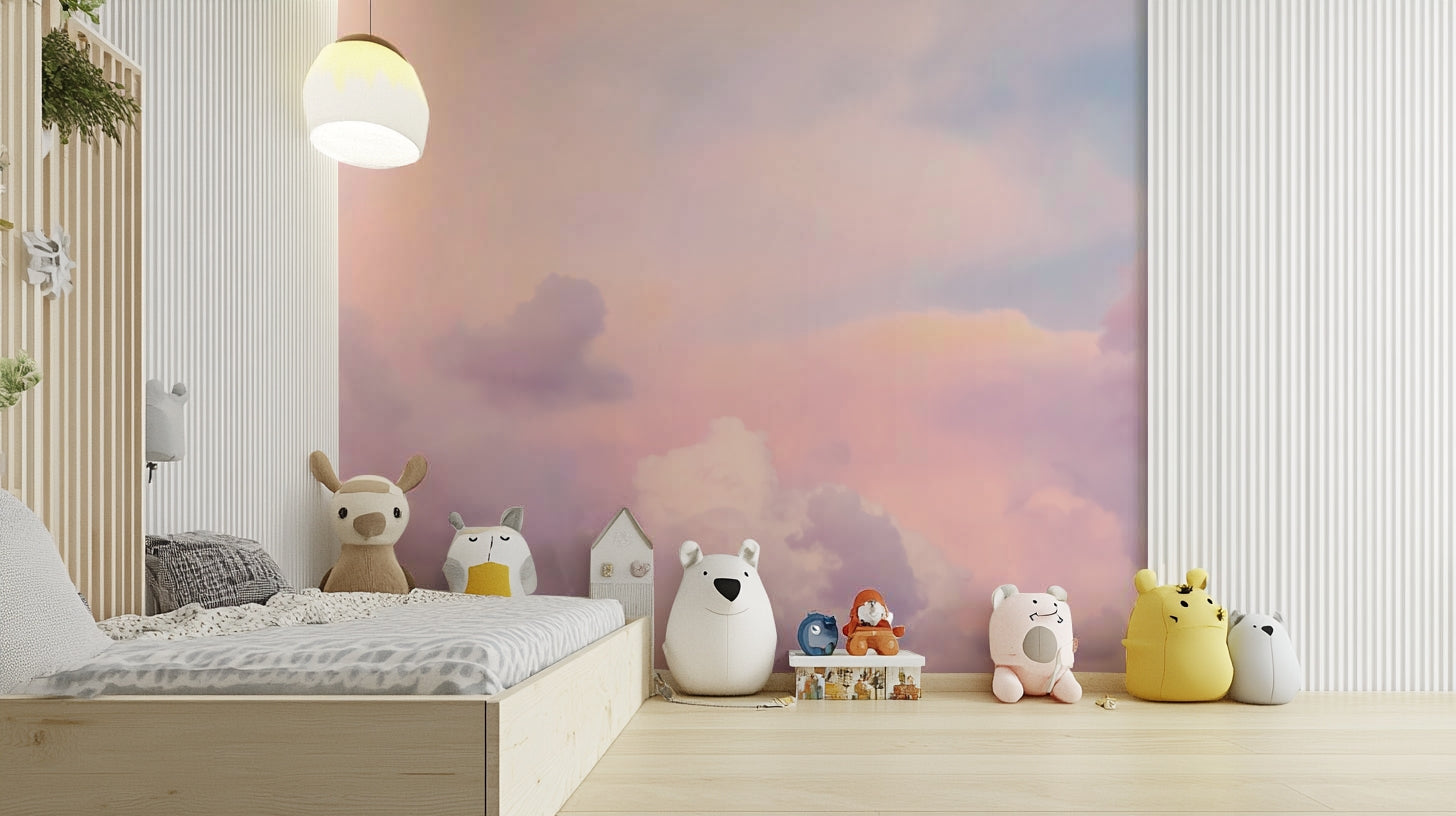 Soft pastel cloud mural wallpaper

