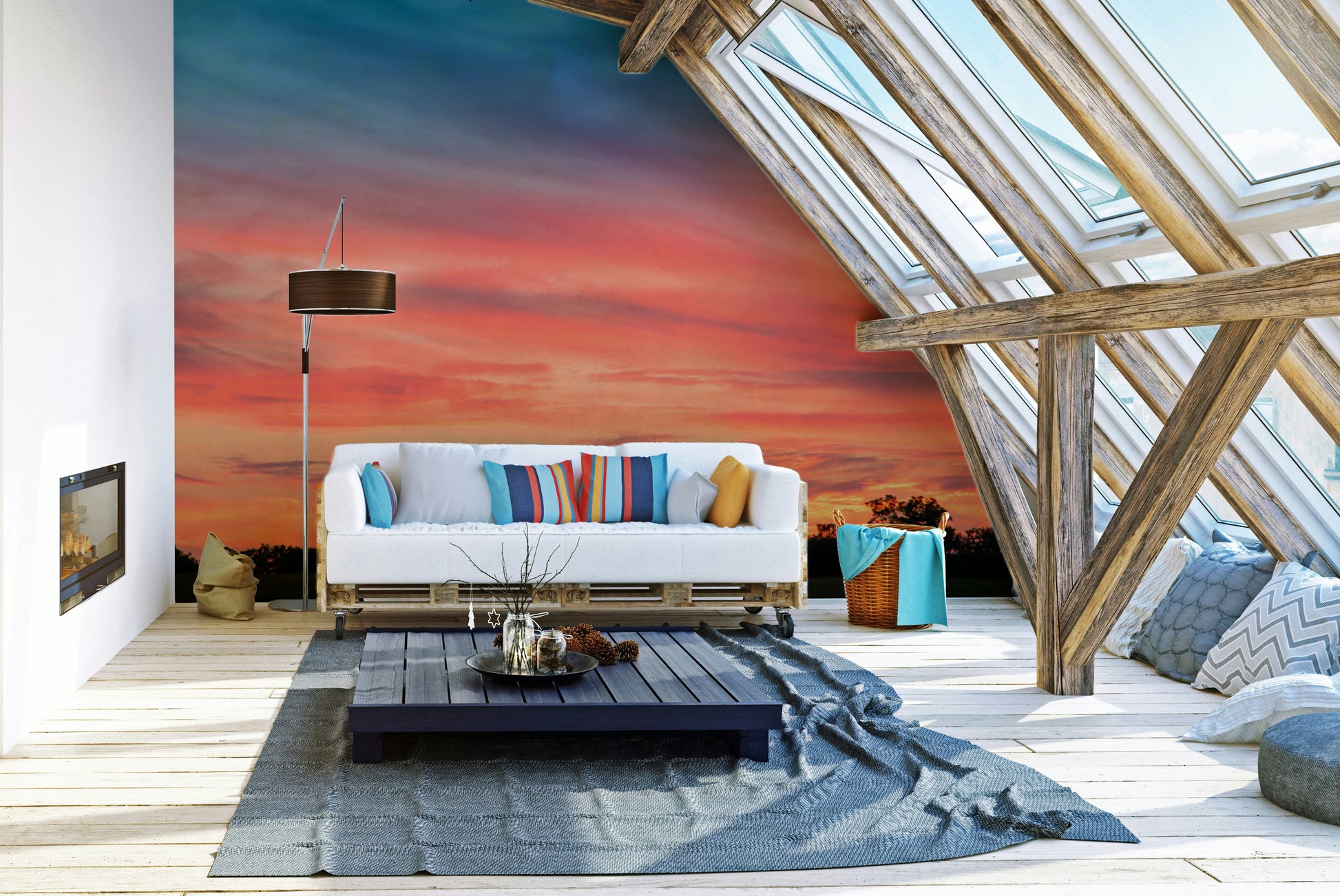 Natural countryside scene in mural design

