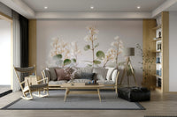Minimal floral wallpaper for modern space


