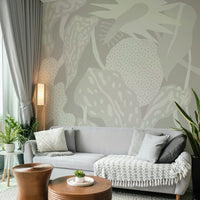 Minimal leaf wallpaper with flowing lines

