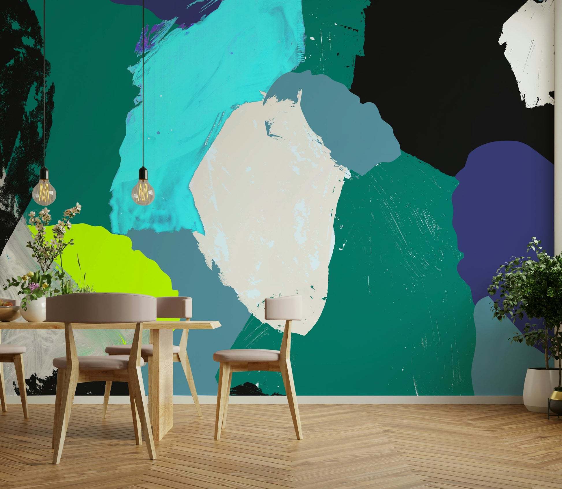 Abstract yellow wallpaper for modern rooms

