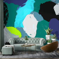Cheerful mural wallpaper with abstract forms

