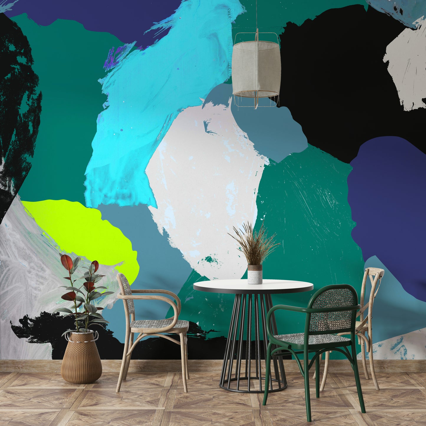 Full view of Lemon Abstraction mural

