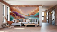 Mural wallpaper with surreal cloud forms

