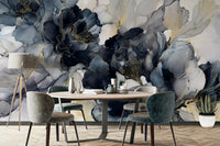 Artistic mural wallpaper with blossom sketch