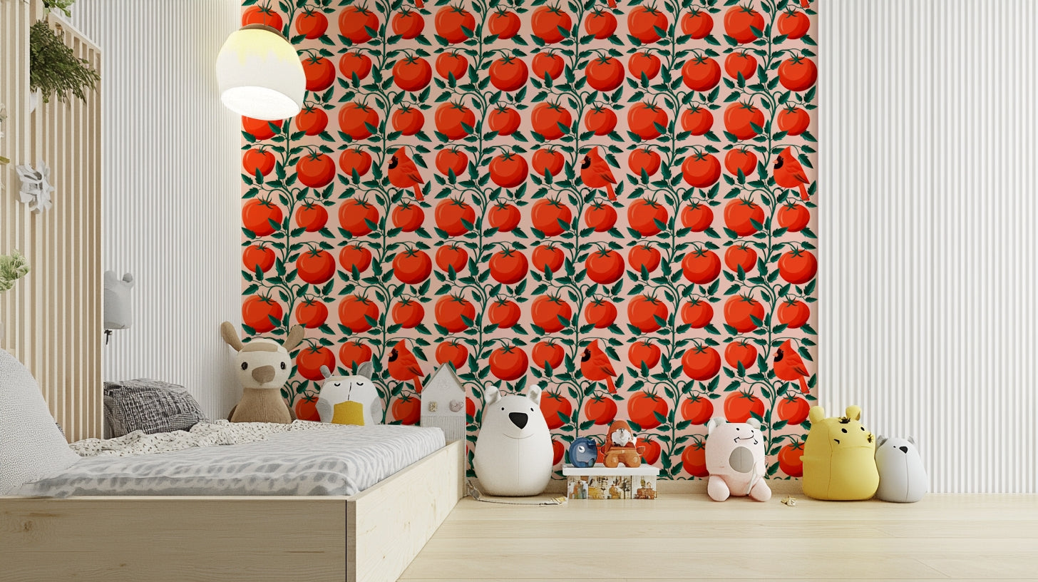 Tomato plant illustration wall mural

