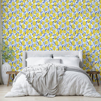 Illustrated lemons and leaves wallpaper


