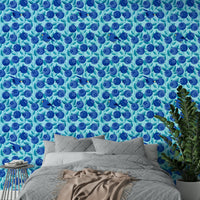 Mural wallpaper with birds hiding in berry vines

