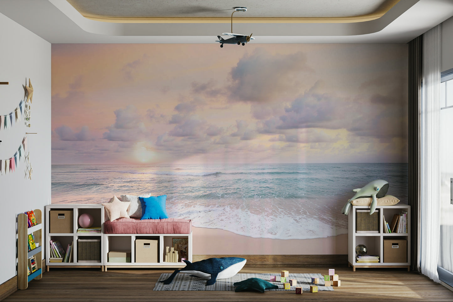 Mural wallpaper with early morning light gradient

