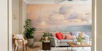 Dawn wall mural with soft morning colors

