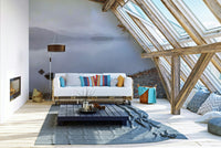 Calm water and distant hills mural wallpaper

