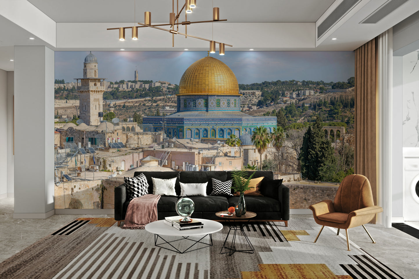 City view mural with Dome of the Rock

