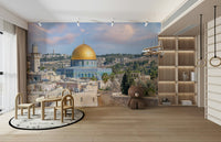 Serene mural wallpaper with cultural landmark

