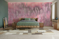 Light and airy pink meadow wallpaper

