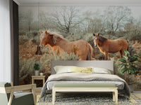 Wild horses running mural wallpaper design


