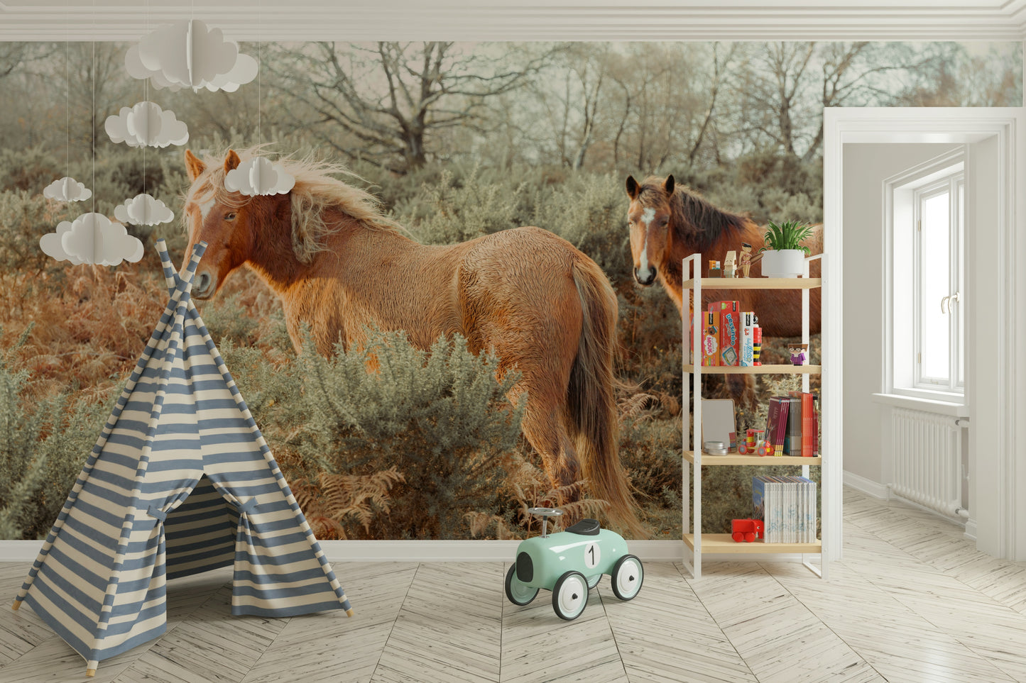 Nature wallpaper with horses in action

