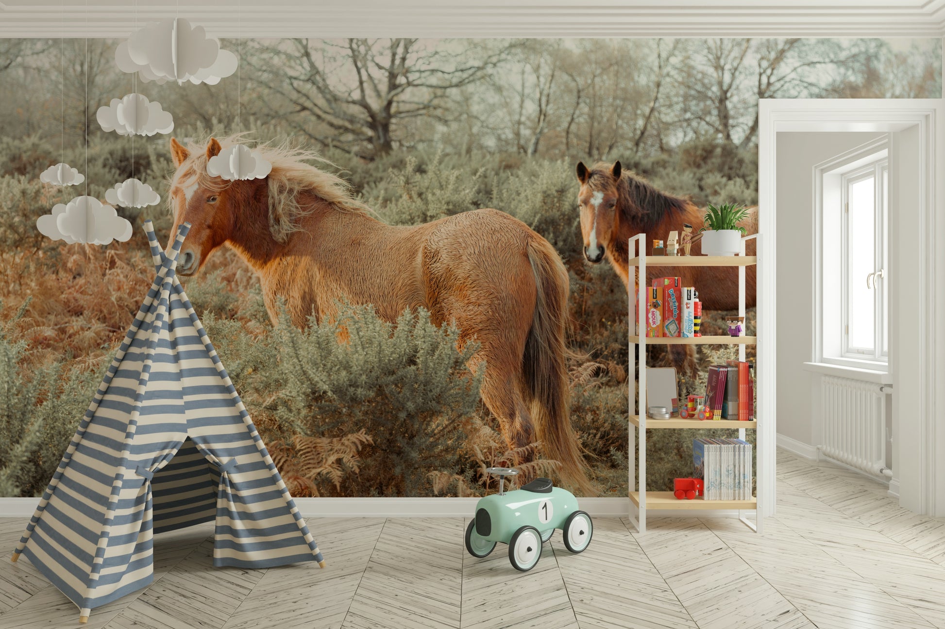 Nature wallpaper with horses in action

