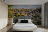 Cozy countryside mural for living spaces

