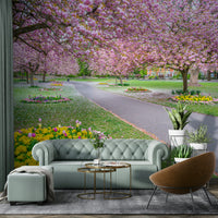 Colorful flower bed mural for walls

