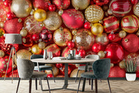 Mural wallpaper in bold red and pink tones

