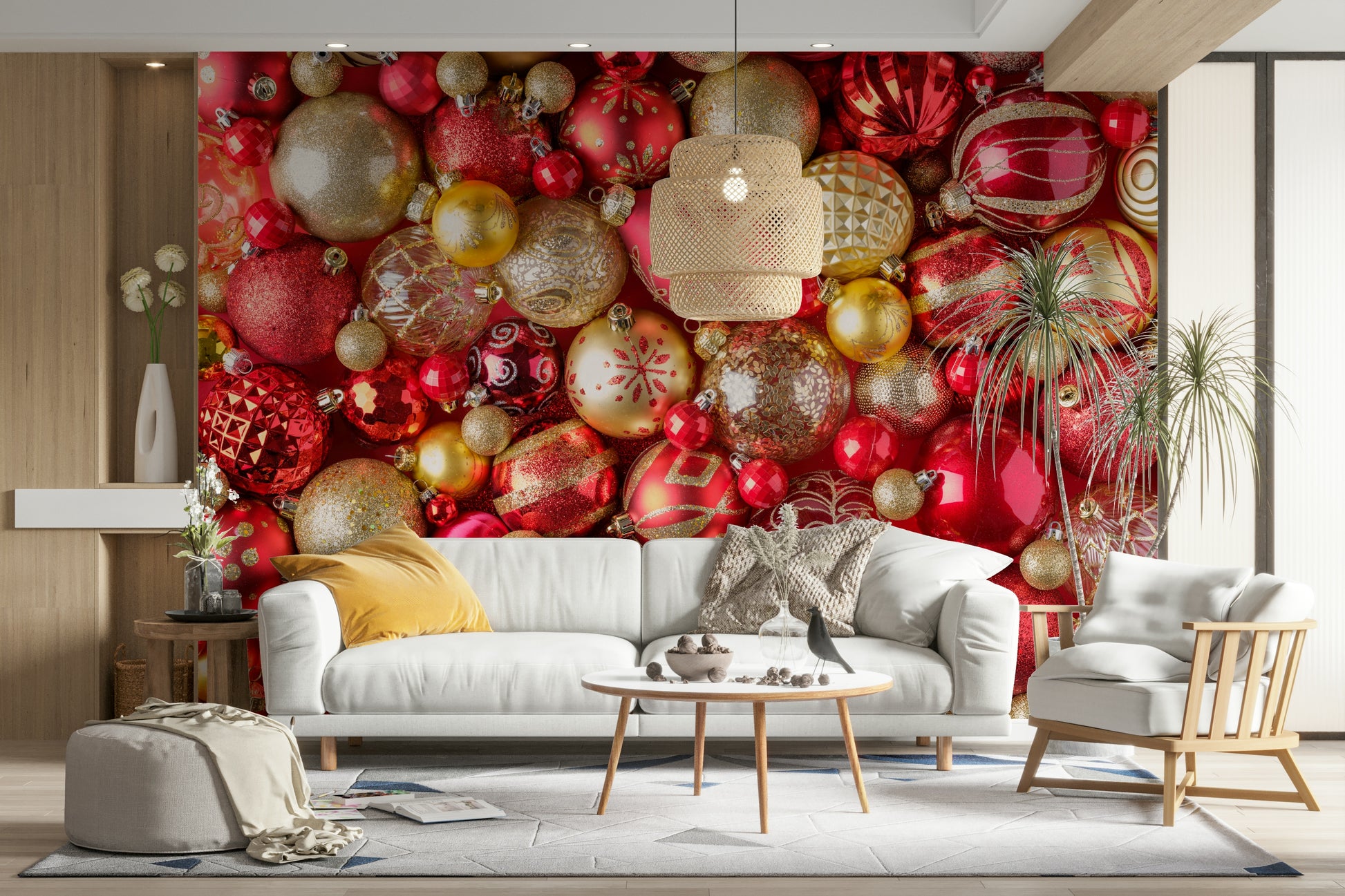 Deep pink and ruby wallpaper for living rooms

