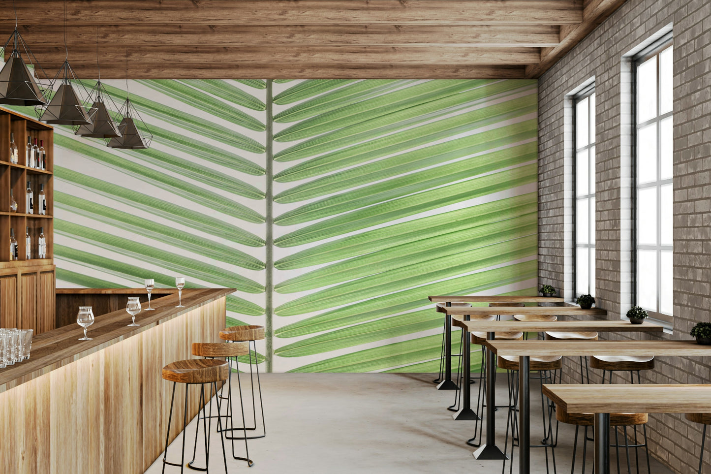 Minimalist palm frond pattern for walls


