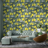 Detailed lemon design mural for a nature-inspired room

