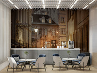 Quiet cobblestone street scene in a vintage city setting

