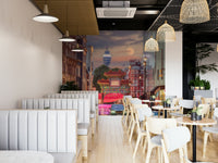 A striking mural wallpaper that complements modern decor

