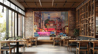 The Boss at Chinatown Wall Mural with colorful archway and city streets

