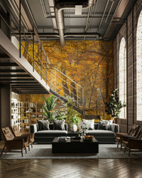 Nature’s Carpet on Forest Path Wall Mural with autumn leaves

