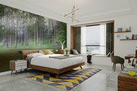 Soft hues and detailed forest design create serenity

