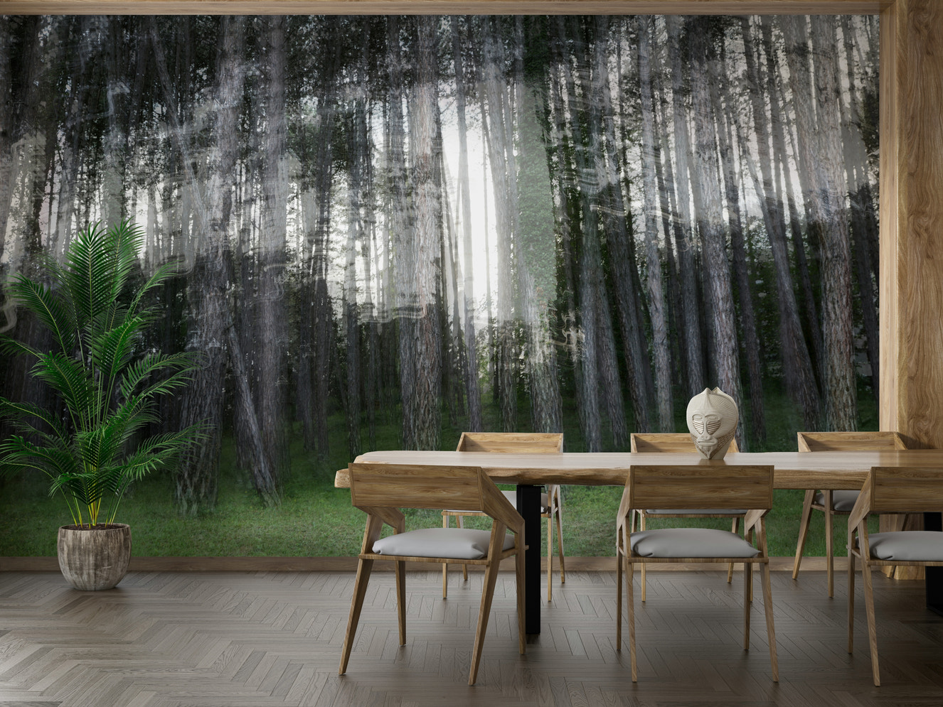 Ethereal Forest Photography Wall Mural with blurred trees

