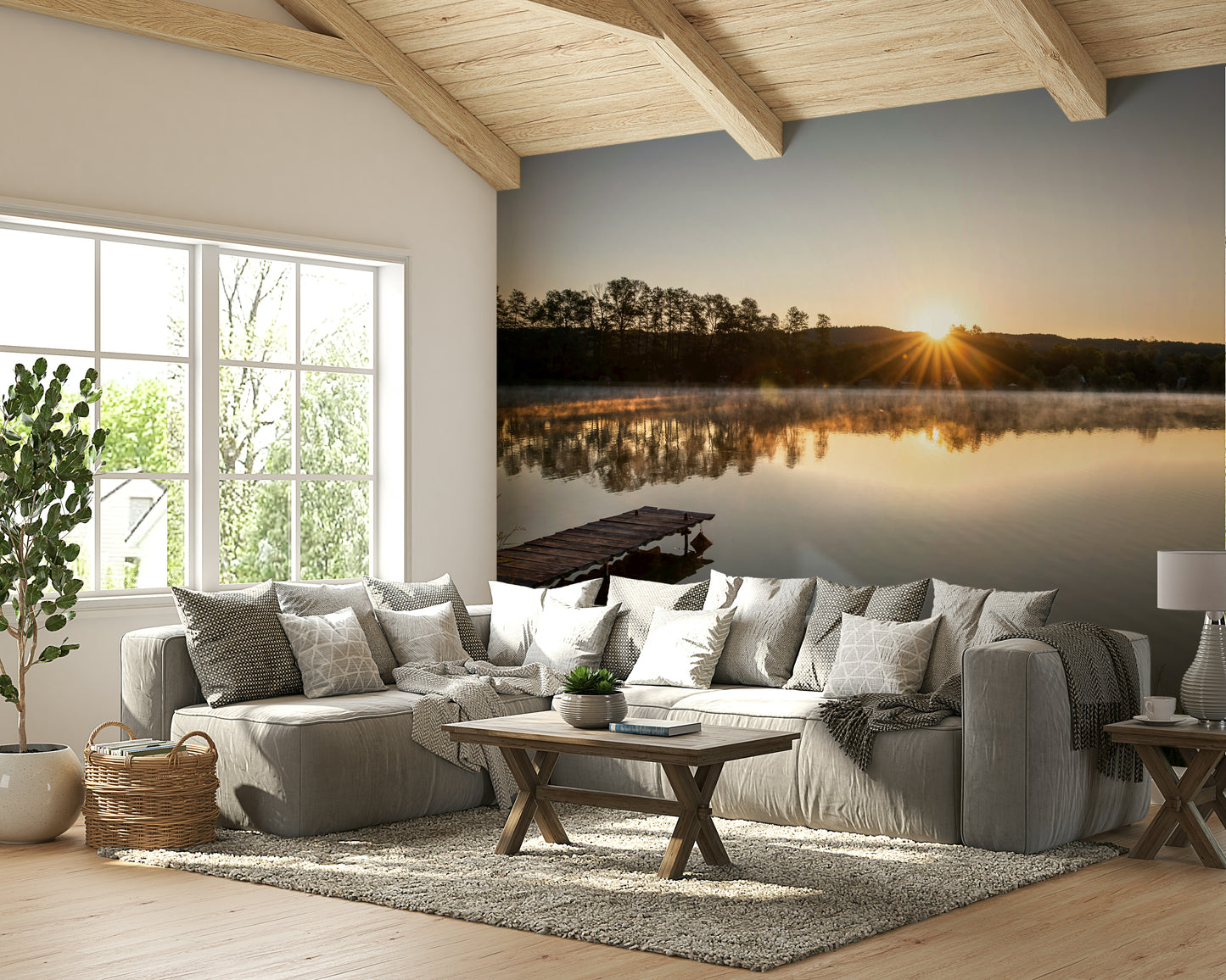 The mural covers a significant wall area, creating an immersive view.
