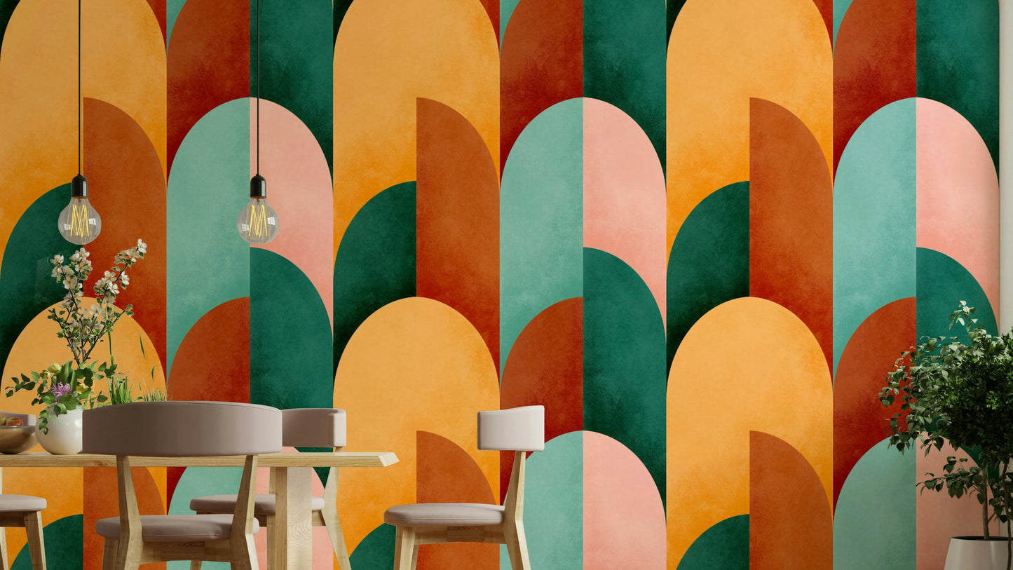 The color palette is composed of intense, fiery, and warm tones, reminiscent of a strong sun or sunset .
