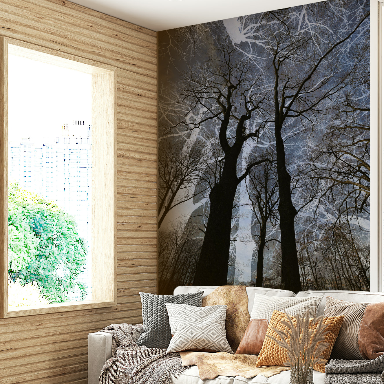 A captivating and dramatic wall mural.
