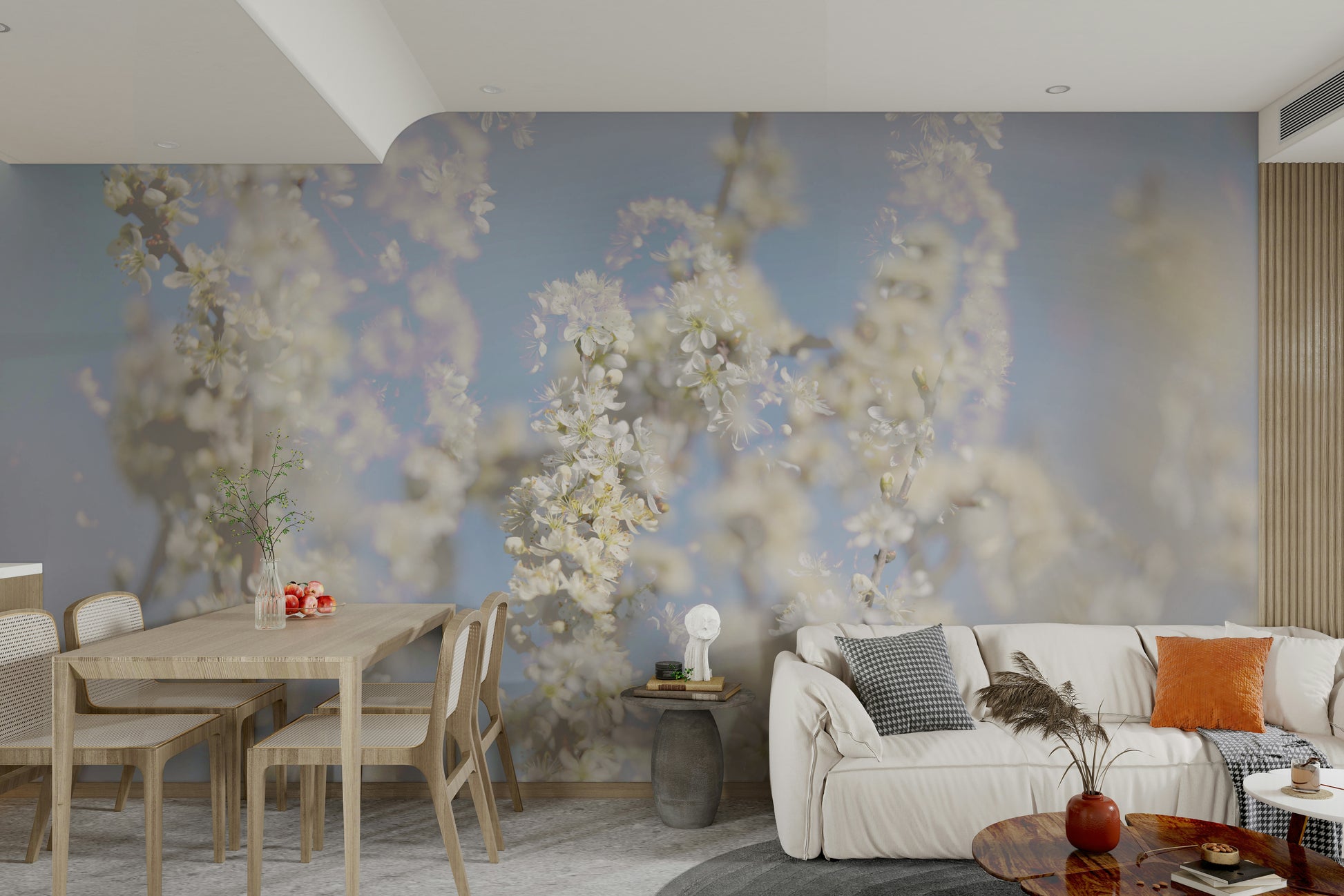 A serene and ethereal wall mural.
