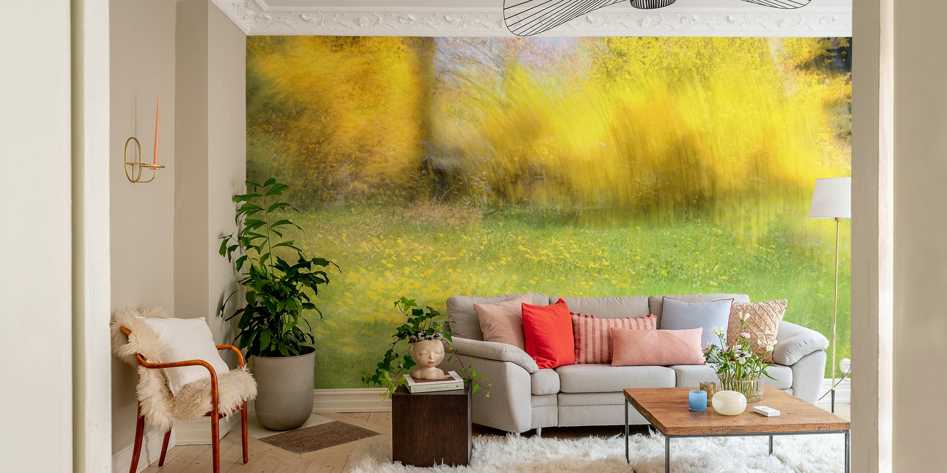 Captures the essence of a radiant meadow through an abstract lens.
