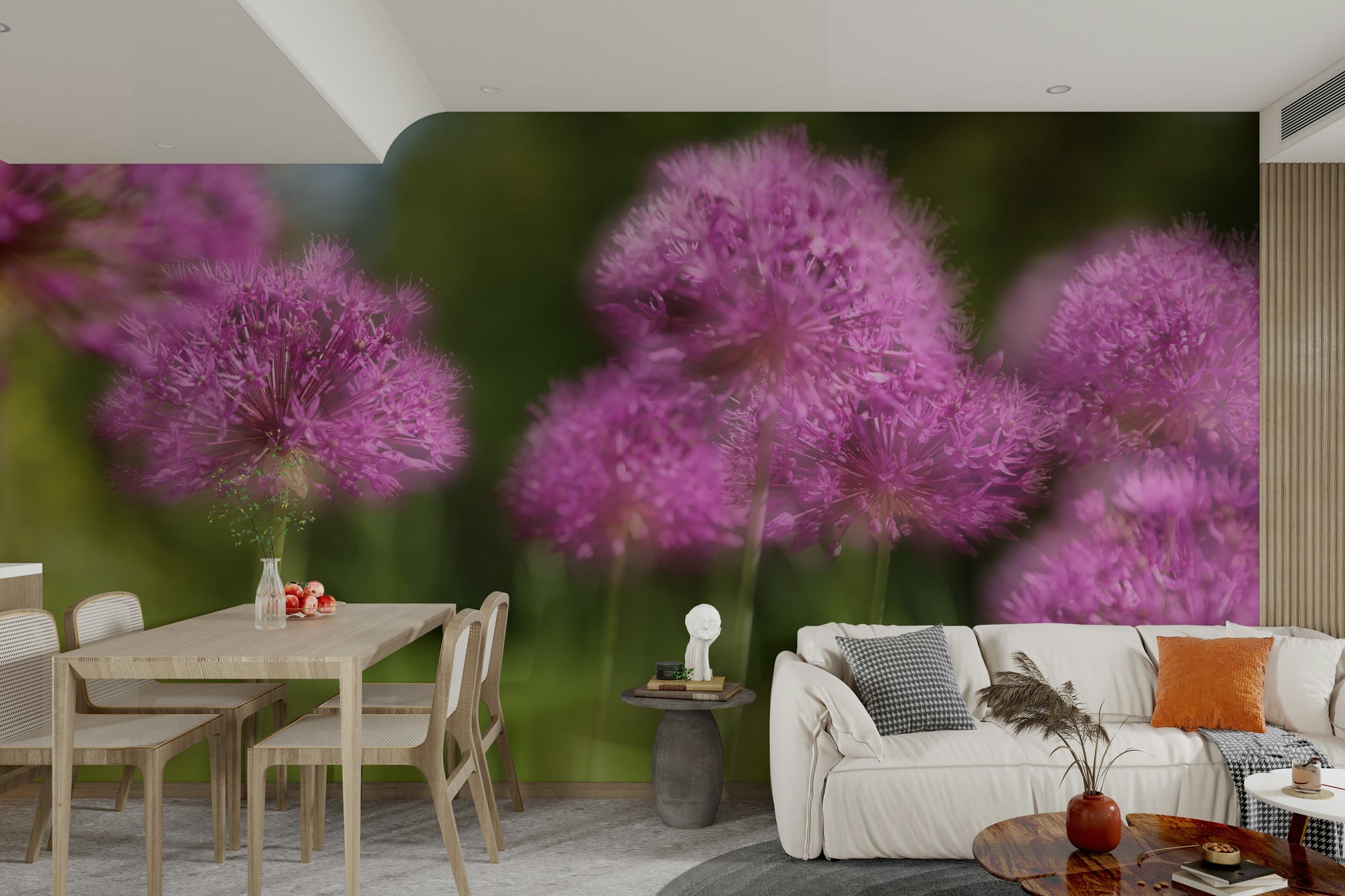 There's a strong sense of tranquility, natural harmony, and sophisticated artistry.
