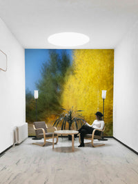 Features an autumn landscape scene rendered with a soft, blurred, or motion-photography effect, giving an ethereal feel.
